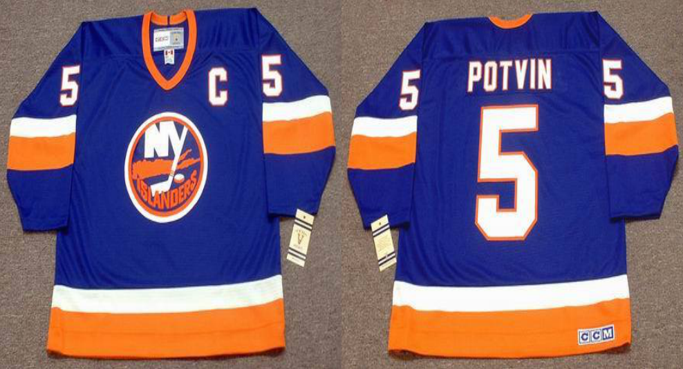 2019 Men New York Islanders #5 Potvin blue CCM NHL jersey